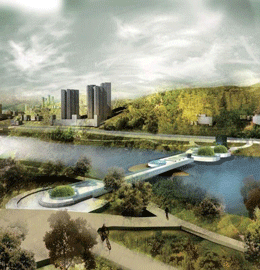 福建永安市燕江生態步行浮橋